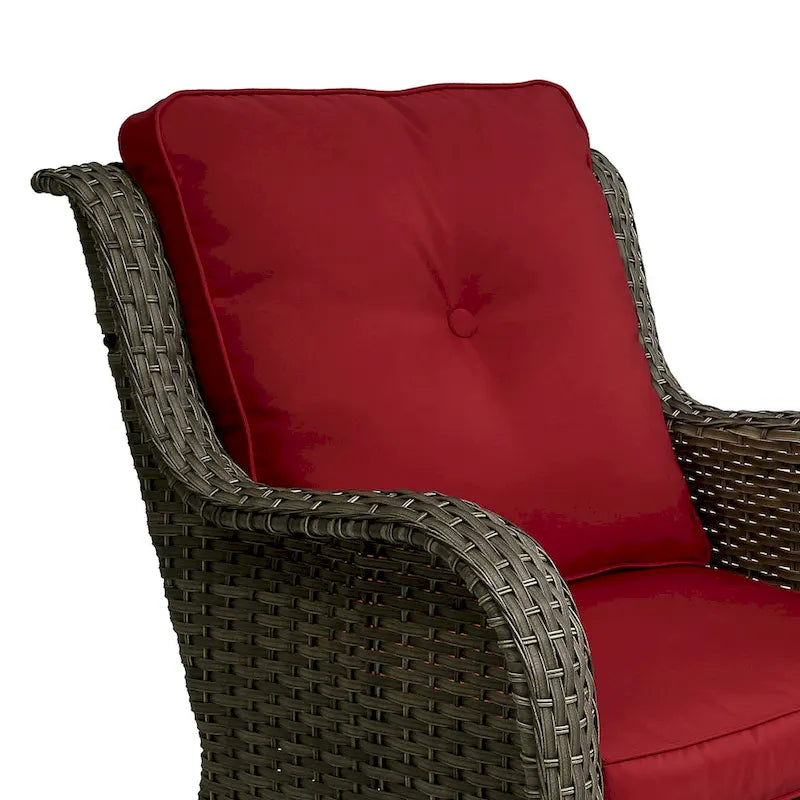 3 Piece Rattan Patio Bistro Set Outdoor Swivel Rocker Chairs