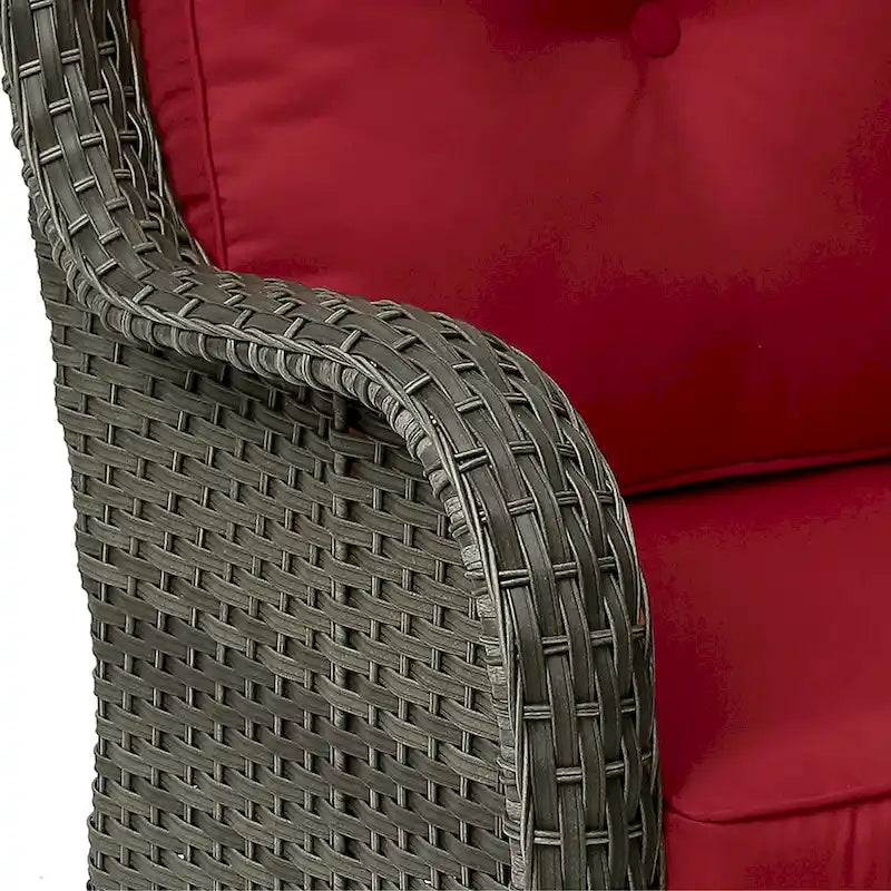 3 Piece Rattan Patio Bistro Set Outdoor Swivel Rocker Chairs