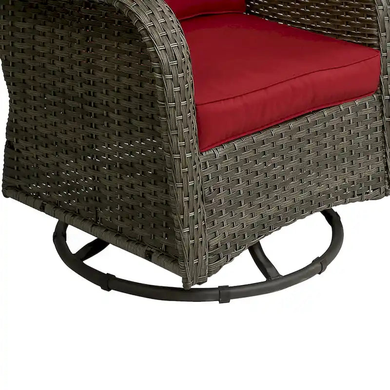 3 Piece Rattan Patio Bistro Set Outdoor Swivel Rocker Chairs