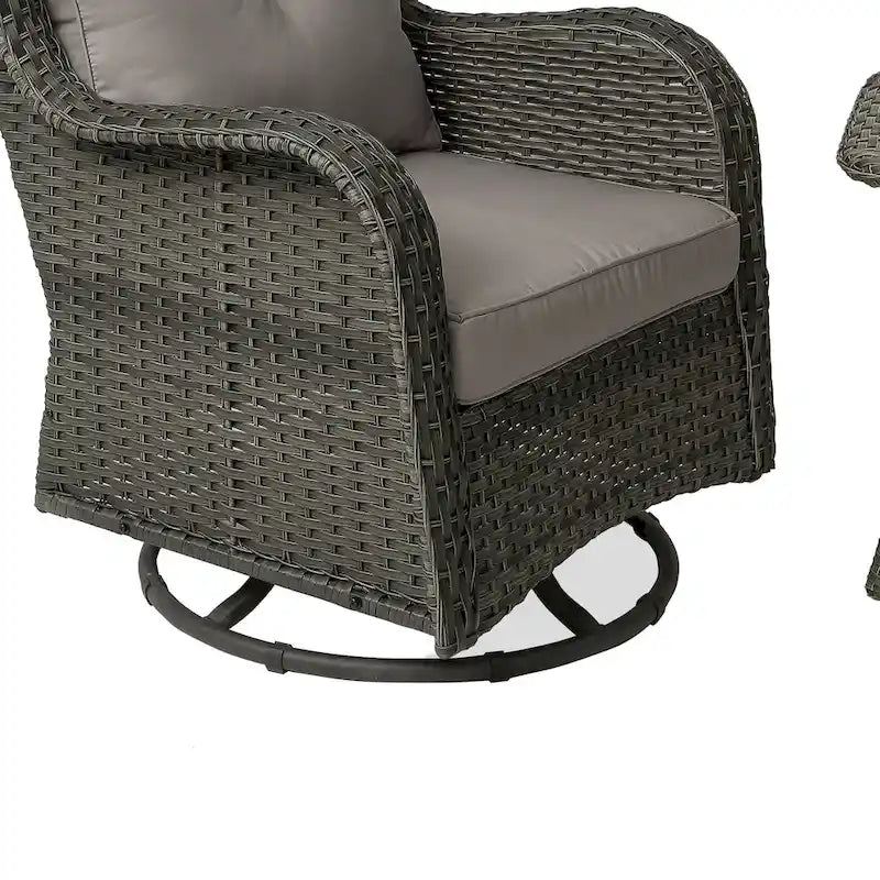 3 Piece Rattan Patio Bistro Set Outdoor Swivel Rocker Chairs