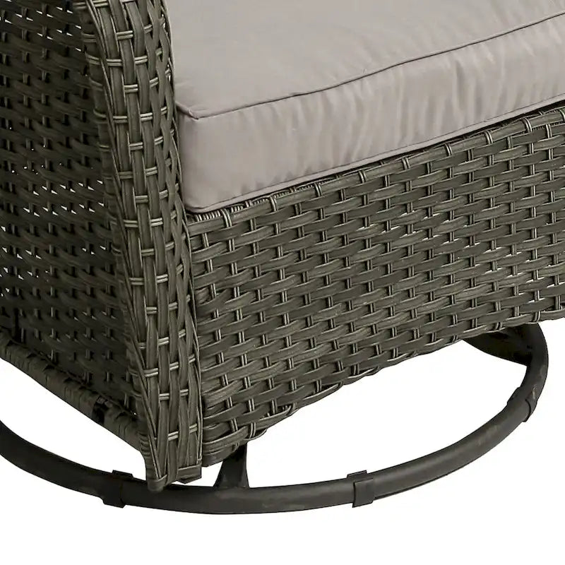 3 Piece Rattan Patio Bistro Set Outdoor Swivel Rocker Chairs