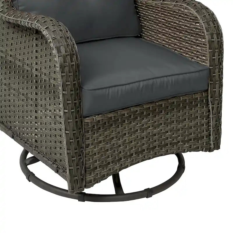 3 Piece Rattan Patio Bistro Set Outdoor Swivel Rocker Chairs