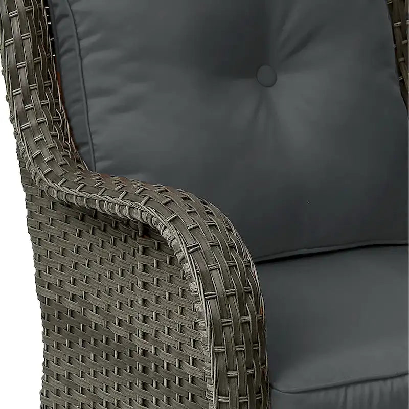 3 Piece Rattan Patio Bistro Set Outdoor Swivel Rocker Chairs