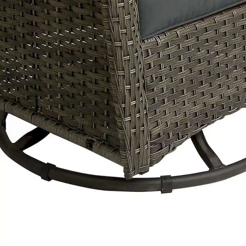 3 Piece Rattan Patio Bistro Set Outdoor Swivel Rocker Chairs