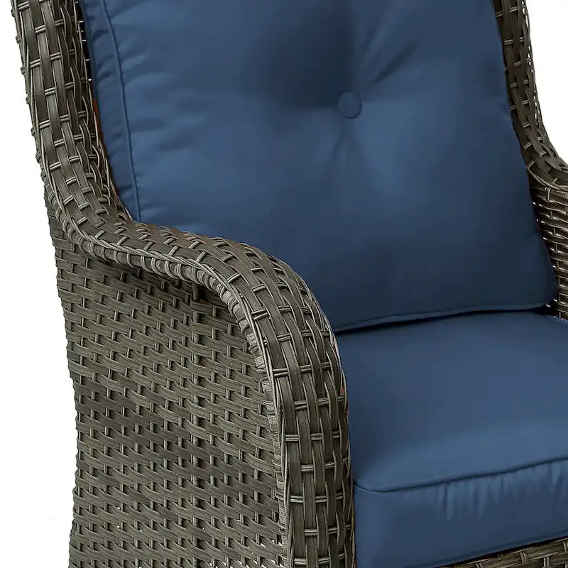 3 Piece Rattan Patio Bistro Set Outdoor Swivel Rocker Chairs