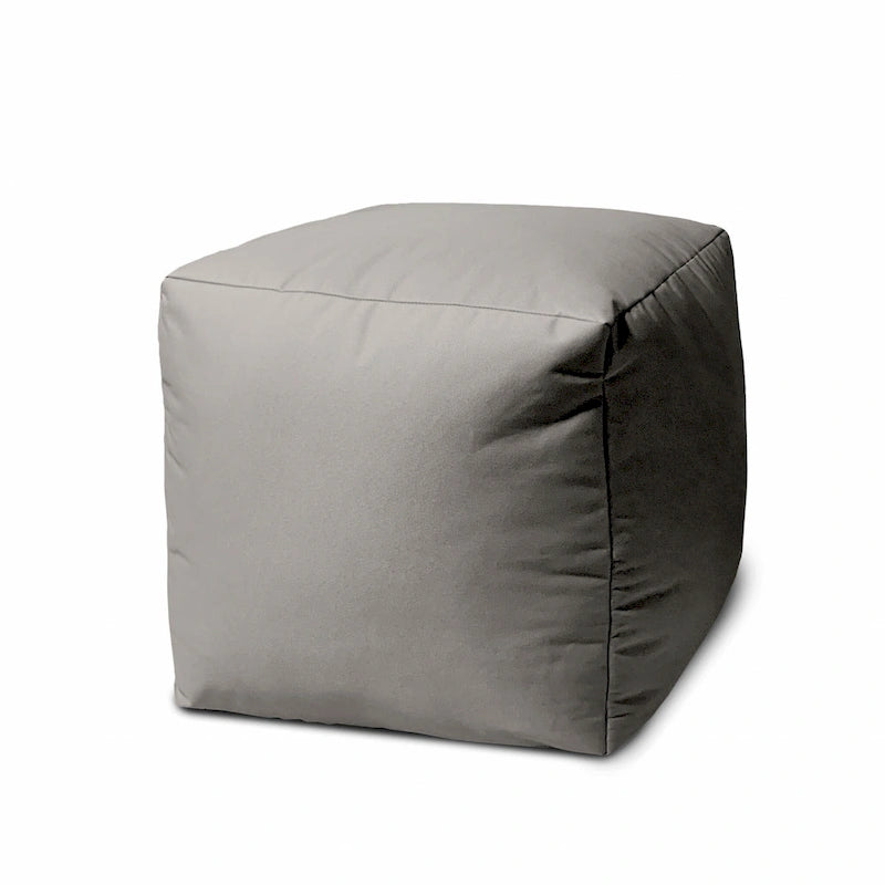 HomeRoots 17  Cool Steely Silver Gray Solid Color Indoor Outdoor Pouf Cover - 17' X '17' X '1