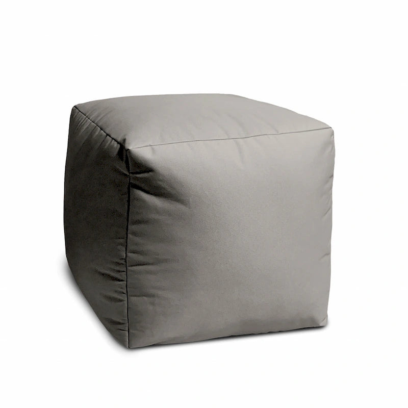 HomeRoots 17  Cool Steely Silver Gray Solid Color Indoor Outdoor Pouf Cover - 17' X '17' X '1