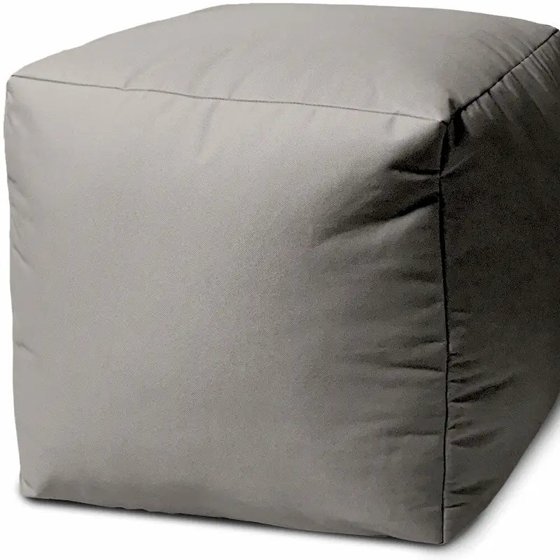 HomeRoots 17  Cool Steely Silver Gray Solid Color Indoor Outdoor Pouf Cover - 17' X '17' X '1
