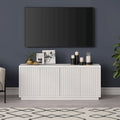 Rectangular TV Stand with Cabinet Doors – White / Black Grain / Alder White, Fits up to 65" TV
