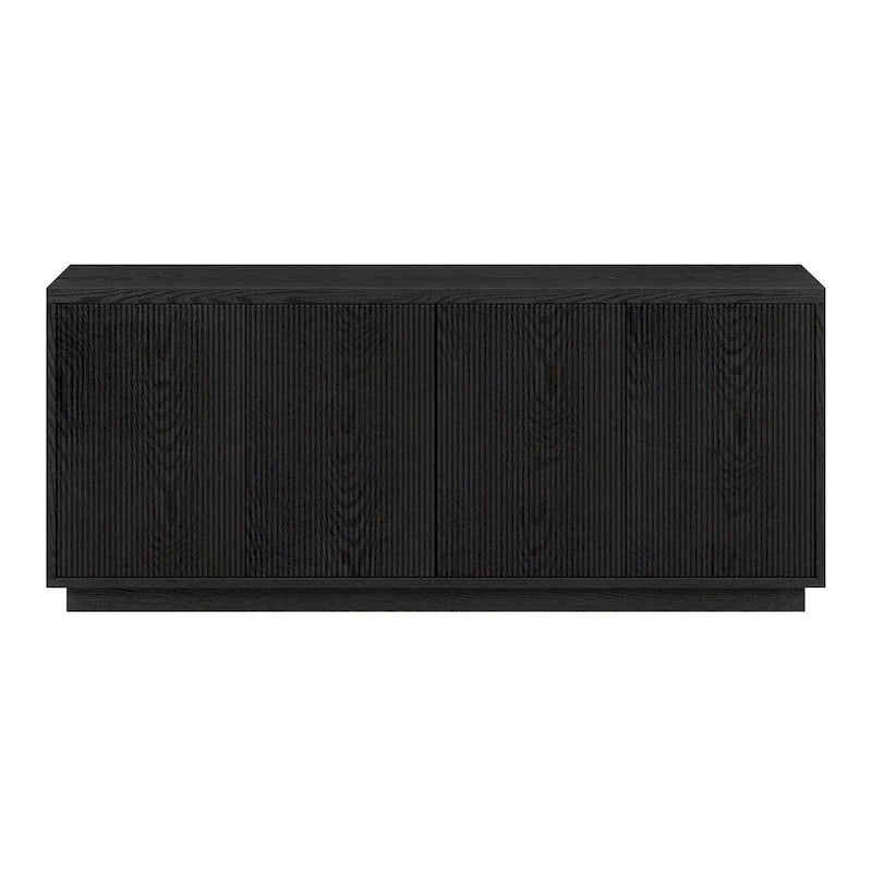 Rectangular TV Stand with Cabinet Doors – White / Black Grain / Alder White, Fits up to 65" TV