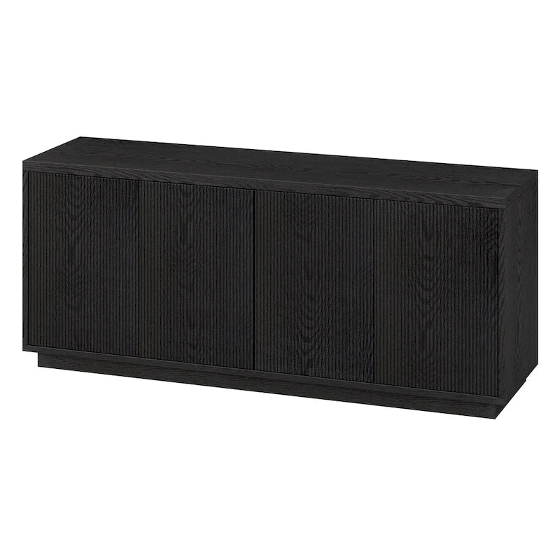 Rectangular TV Stand with Cabinet Doors – White / Black Grain / Alder White, Fits up to 65" TV