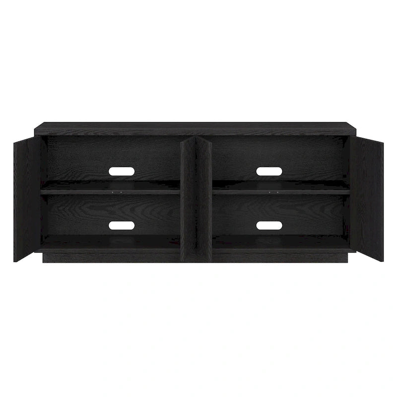 Rectangular TV Stand with Cabinet Doors – White / Black Grain / Alder White, Fits up to 65" TV