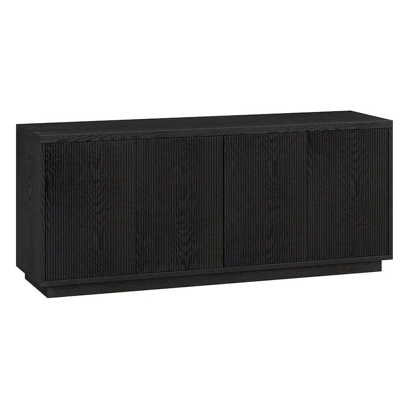 Rectangular TV Stand with Cabinet Doors – White / Black Grain / Alder White, Fits up to 65" TV