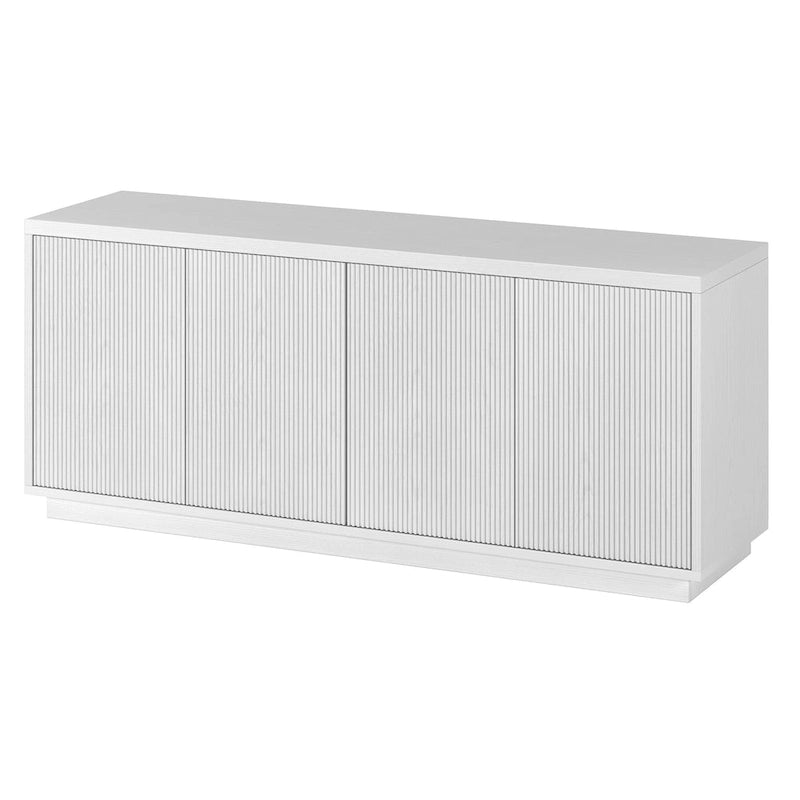 Rectangular TV Stand with Cabinet Doors – White / Black Grain / Alder White, Fits up to 65" TV