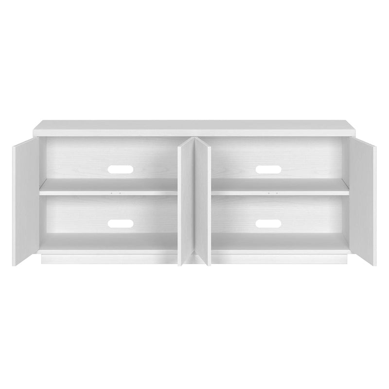 Rectangular TV Stand with Cabinet Doors – White / Black Grain / Alder White, Fits up to 65" TV