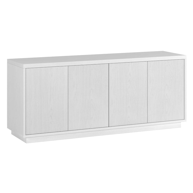 Rectangular TV Stand with Cabinet Doors – White / Black Grain / Alder White, Fits up to 65" TV