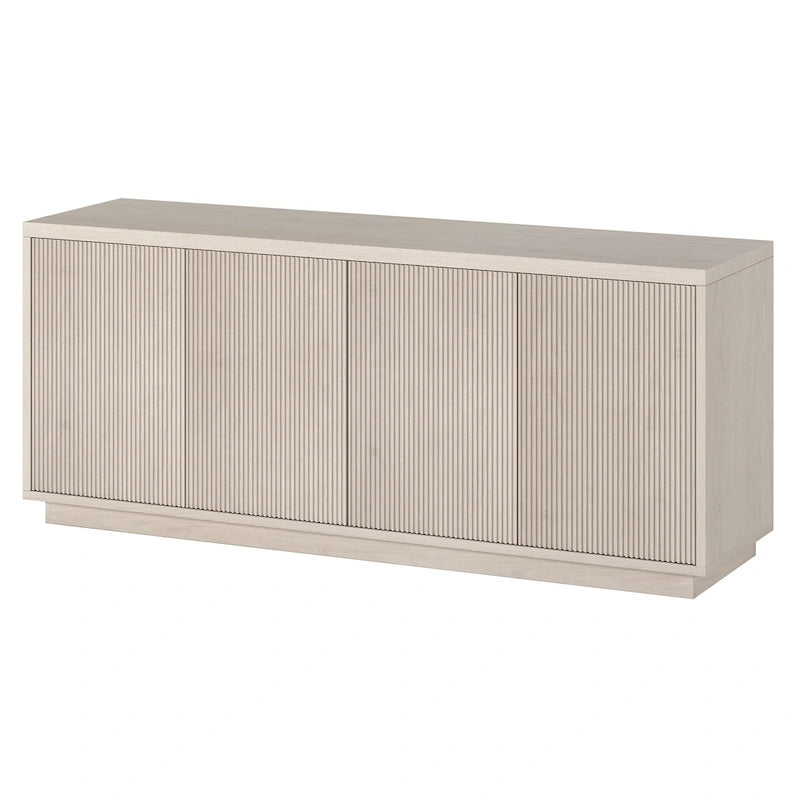 Rectangular TV Stand with Cabinet Doors – White / Black Grain / Alder White, Fits up to 65" TV