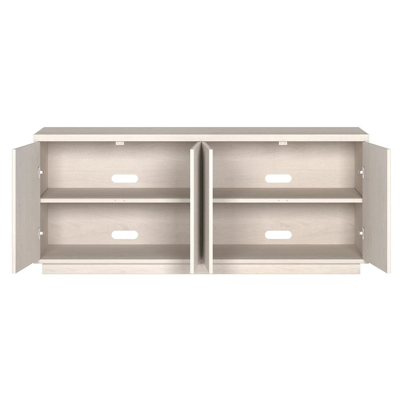 Rectangular TV Stand with Cabinet Doors – White / Black Grain / Alder White, Fits up to 65" TV