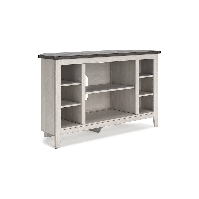 Corner TV Stand with Adjustable Shelf – Grey / Brown / Antique White, 48"