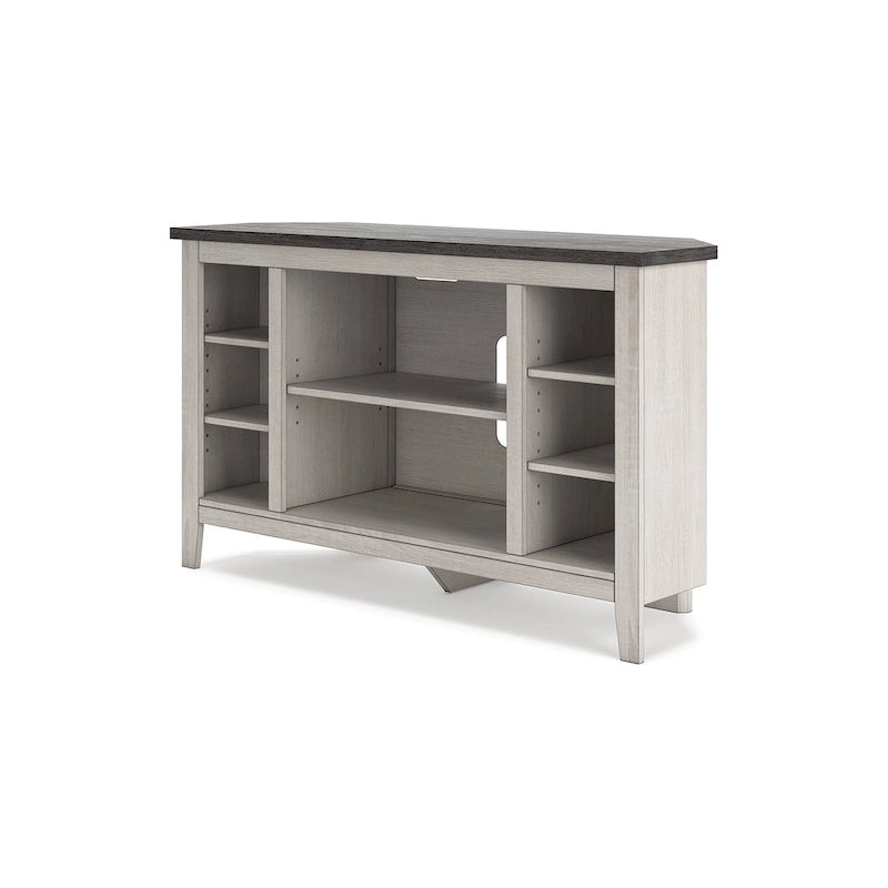 Corner TV Stand with Adjustable Shelf – Grey / Brown / Antique White, 48"