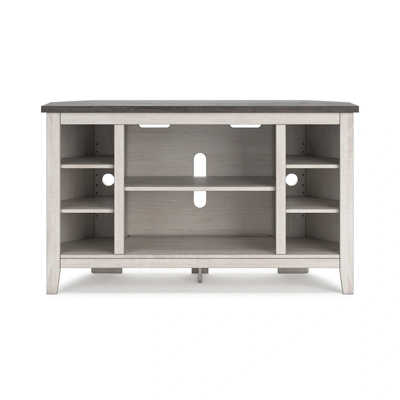 Corner TV Stand with Adjustable Shelf – Grey / Brown / Antique White, 48"
