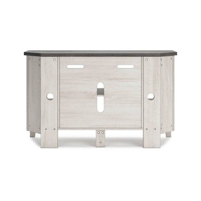 Corner TV Stand with Adjustable Shelf – Grey / Brown / Antique White, 48"