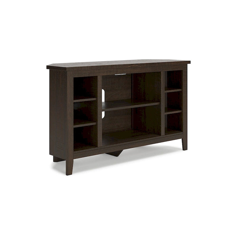Corner TV Stand with Adjustable Shelf – Grey / Brown / Antique White, 48"