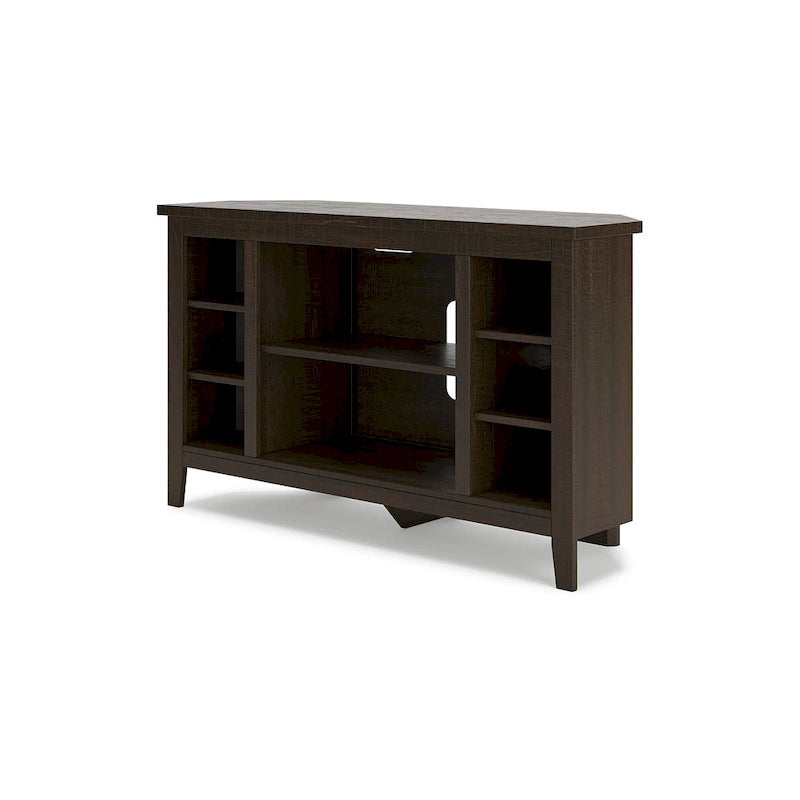 Corner TV Stand with Adjustable Shelf – Grey / Brown / Antique White, 48"