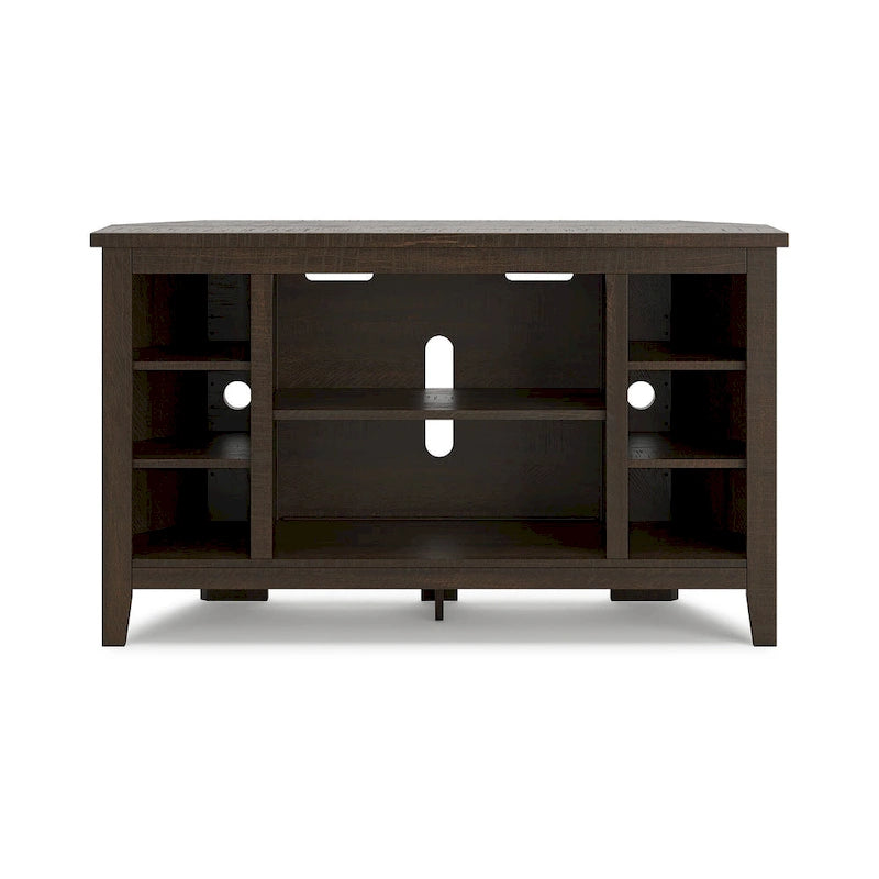 Corner TV Stand with Adjustable Shelf – Grey / Brown / Antique White, 48"