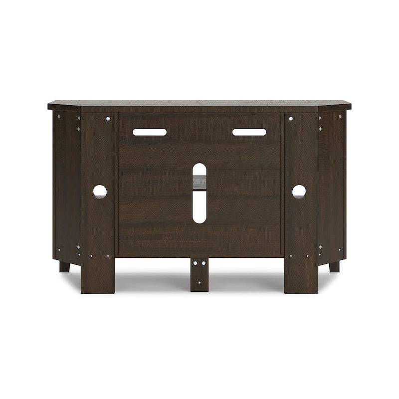 Corner TV Stand with Adjustable Shelf – Grey / Brown / Antique White, 48"