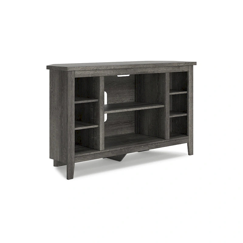 Corner TV Stand with Adjustable Shelf – Grey / Brown / Antique White, 48"