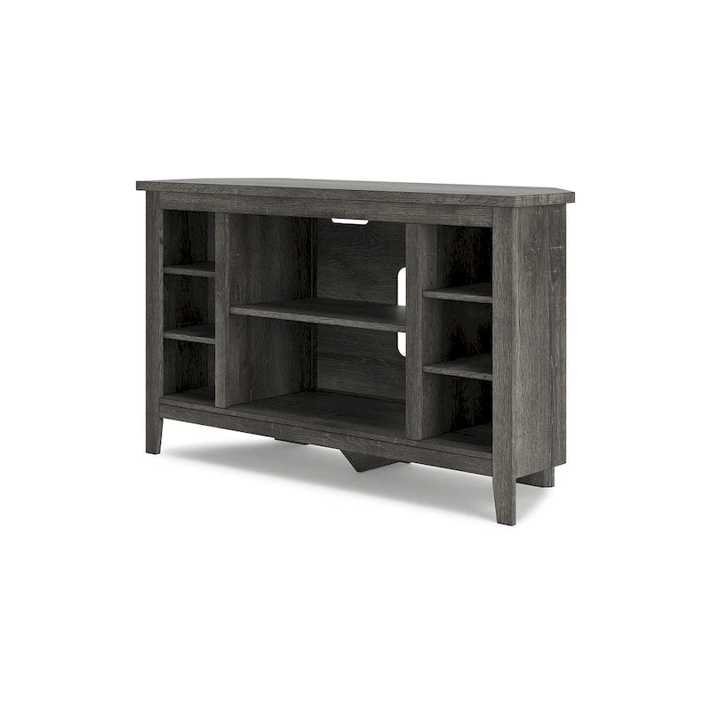 Corner TV Stand with Adjustable Shelf – Grey / Brown / Antique White, 48"