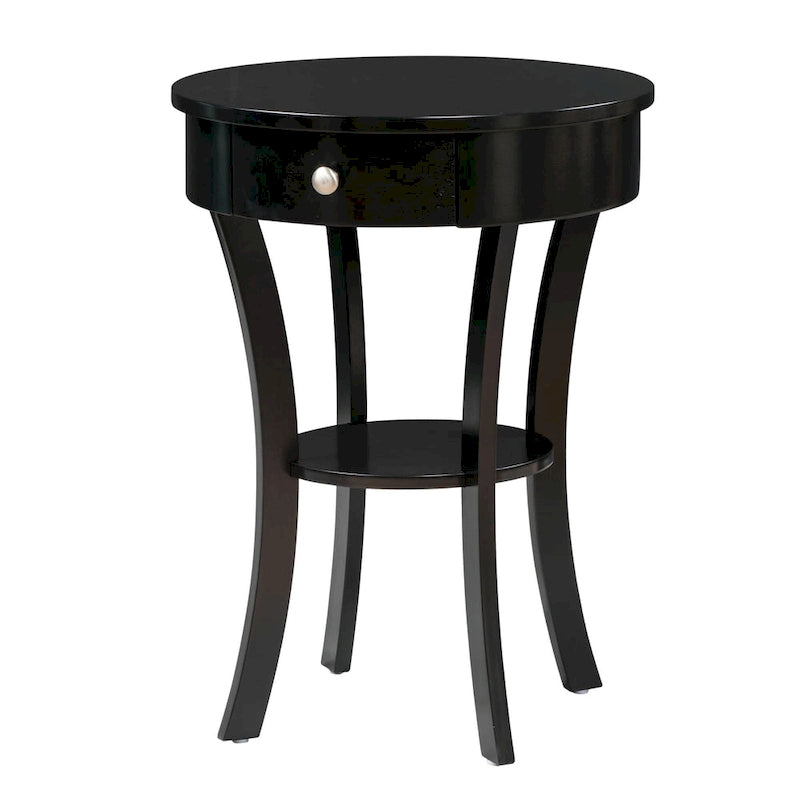 1-Drawer End Table with Shelf – Black / Espresso / White / Chestnut / Dark Grey / Natural / Driftwood / Cherry / Mahogany
