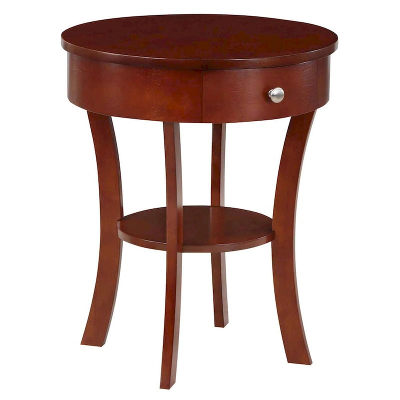 1-Drawer End Table with Shelf – Black / Espresso / White / Chestnut / Dark Grey / Natural / Driftwood / Cherry / Mahogany