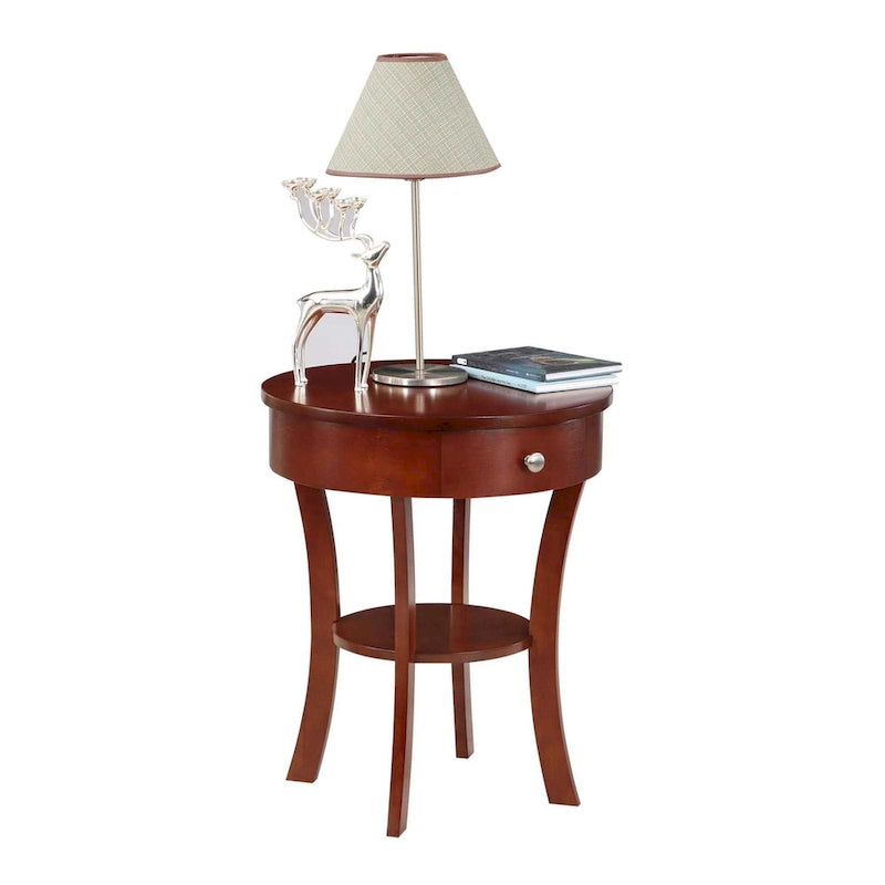 1-Drawer End Table with Shelf – Black / Espresso / White / Chestnut / Dark Grey / Natural / Driftwood / Cherry / Mahogany