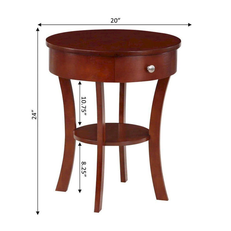 1-Drawer End Table with Shelf – Black / Espresso / White / Chestnut / Dark Grey / Natural / Driftwood / Cherry / Mahogany