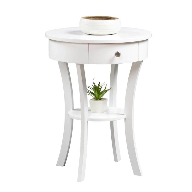 1-Drawer End Table with Shelf – Black / Espresso / White / Chestnut / Dark Grey / Natural / Driftwood / Cherry / Mahogany