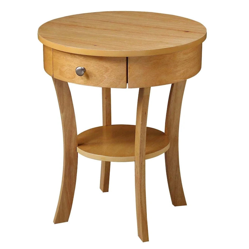 1-Drawer End Table with Shelf – Black / Espresso / White / Chestnut / Dark Grey / Natural / Driftwood / Cherry / Mahogany