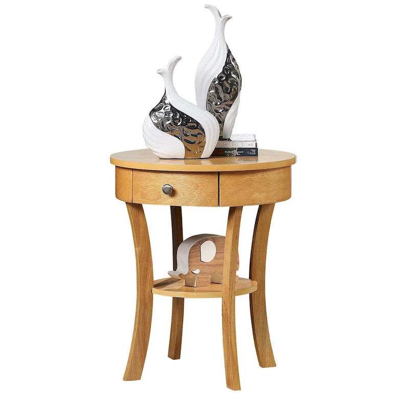 1-Drawer End Table with Shelf – Black / Espresso / White / Chestnut / Dark Grey / Natural / Driftwood / Cherry / Mahogany