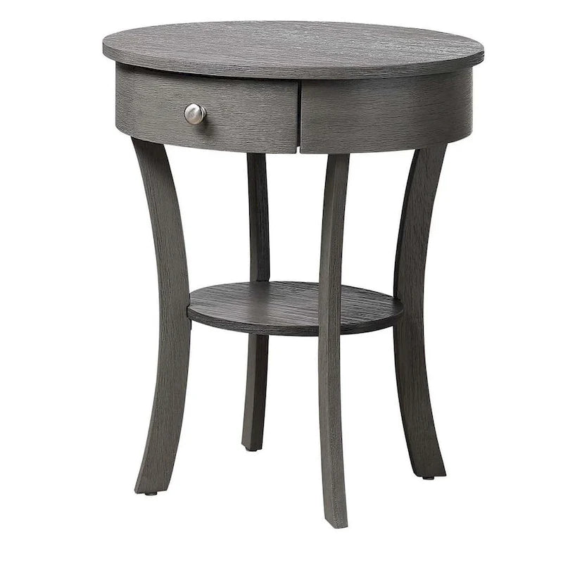 1-Drawer End Table with Shelf – Black / Espresso / White / Chestnut / Dark Grey / Natural / Driftwood / Cherry / Mahogany