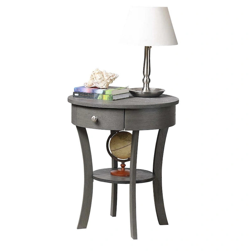 1-Drawer End Table with Shelf – Black / Espresso / White / Chestnut / Dark Grey / Natural / Driftwood / Cherry / Mahogany