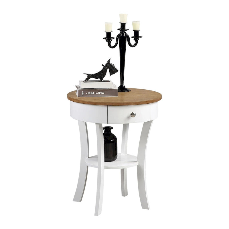 1-Drawer End Table with Shelf – Black / Espresso / White / Chestnut / Dark Grey / Natural / Driftwood / Cherry / Mahogany