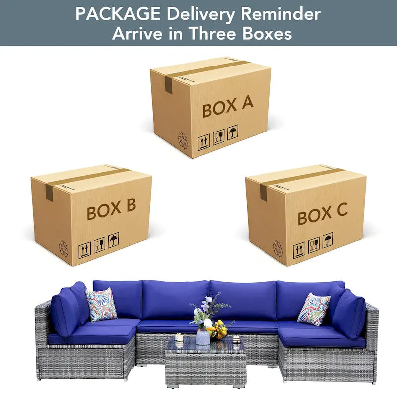 Outdoor Wicker 7-Piece Conversation Sofa Set with Cushions