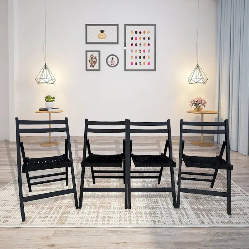 Furniture Slatted Wood Folding Special Event Chair,Set of 4