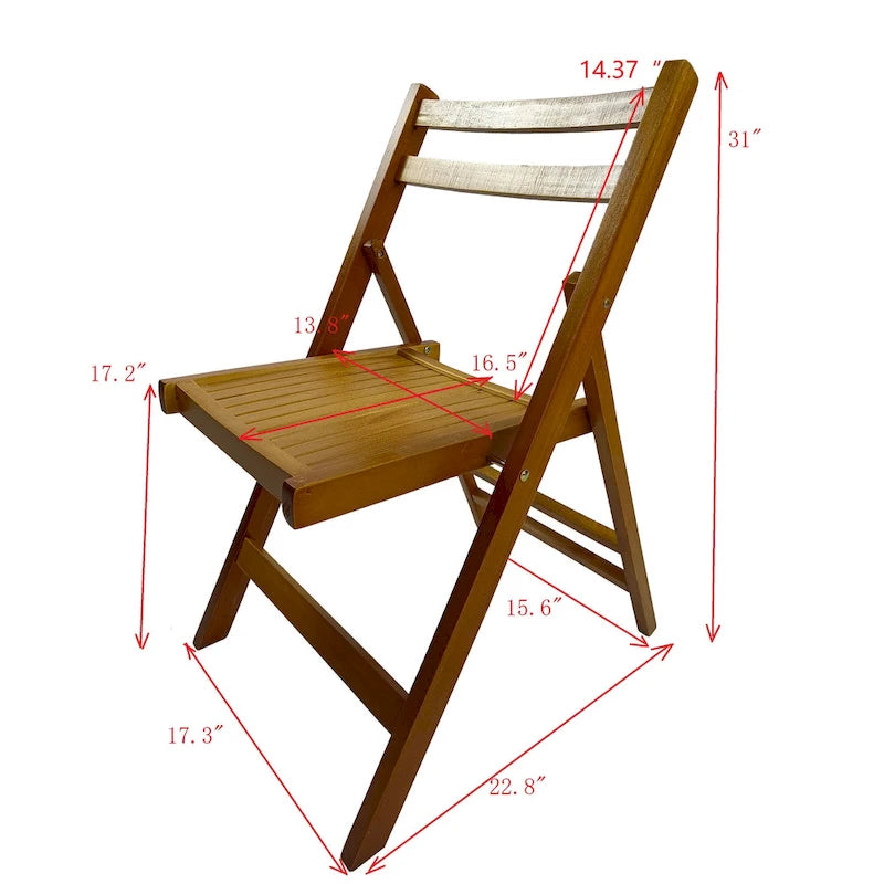 Furniture Slatted Wood Folding Special Event Chair,Set of 4