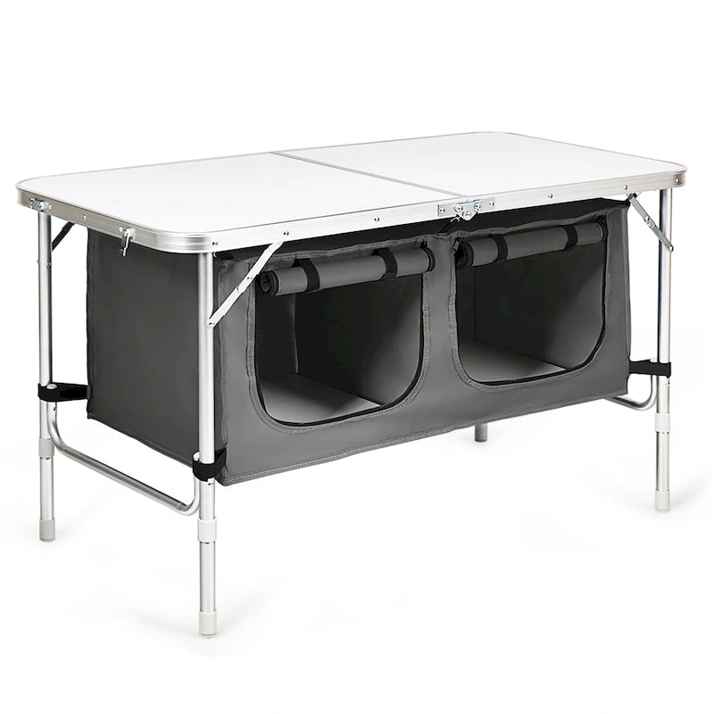 Aluminum Lightweight Portable Camping Table with Storage Organizer
