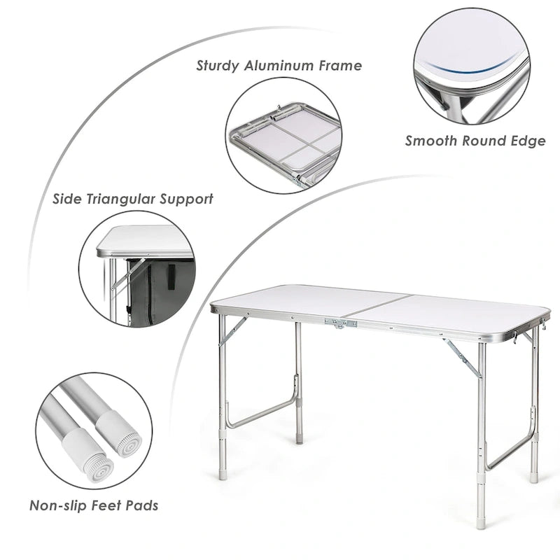 Aluminum Lightweight Portable Camping Table with Storage Organizer