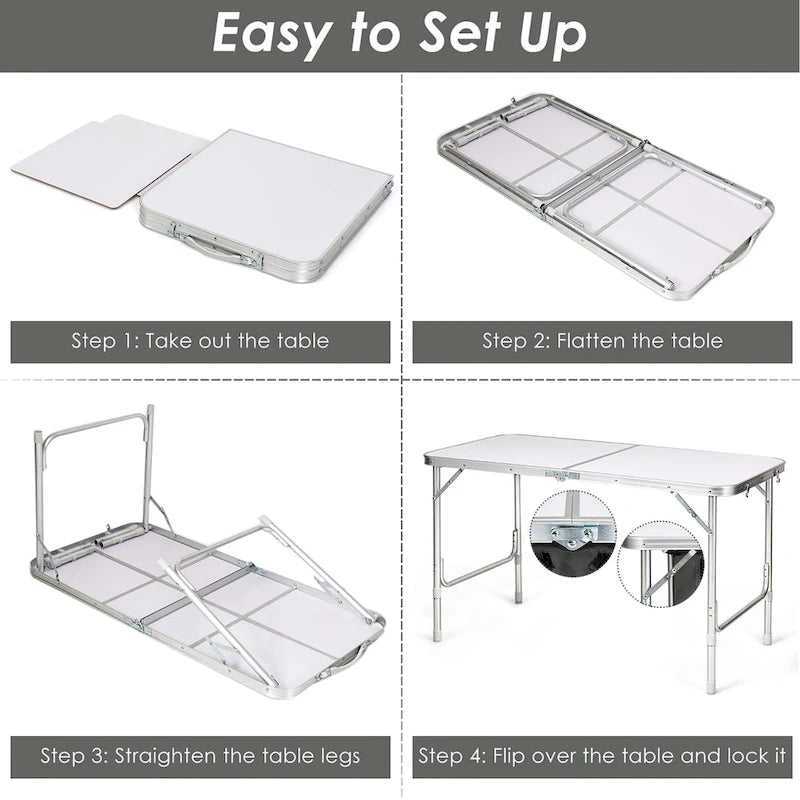 Aluminum Lightweight Portable Camping Table with Storage Organizer