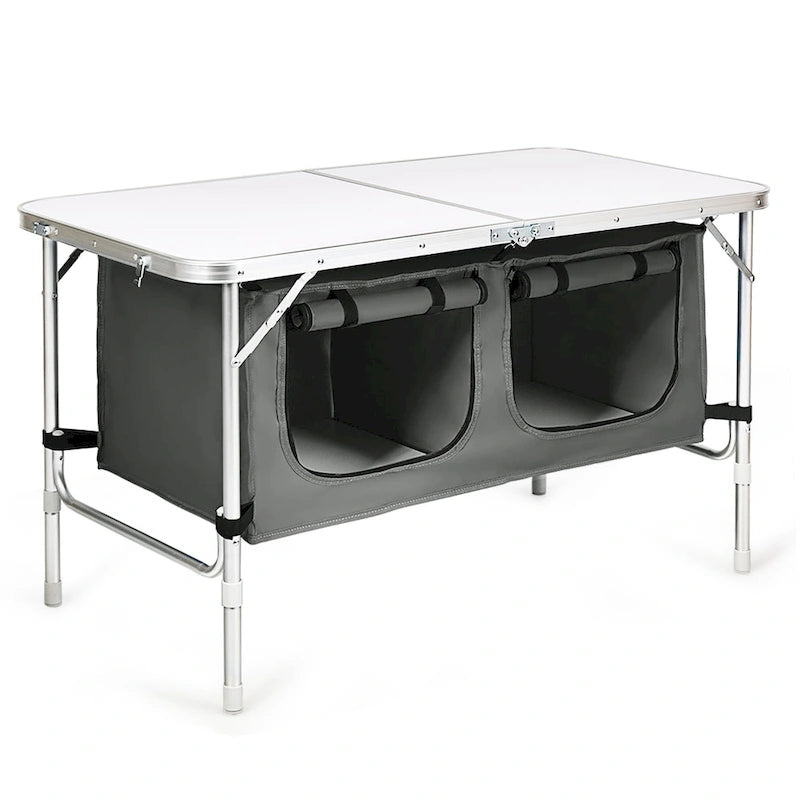 Aluminum Lightweight Portable Camping Table with Storage Organizer