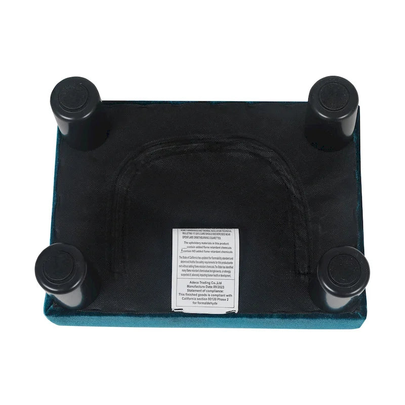 Velvet Tufted Foot Stool Ottoman – Blue / Dark Green / Paintings, Single